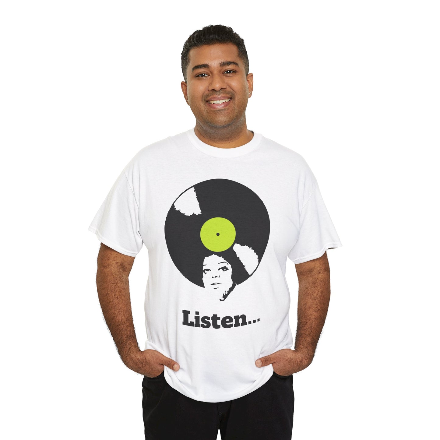 Retro Vinyl Listen Unisex Heavy Cotton Tee