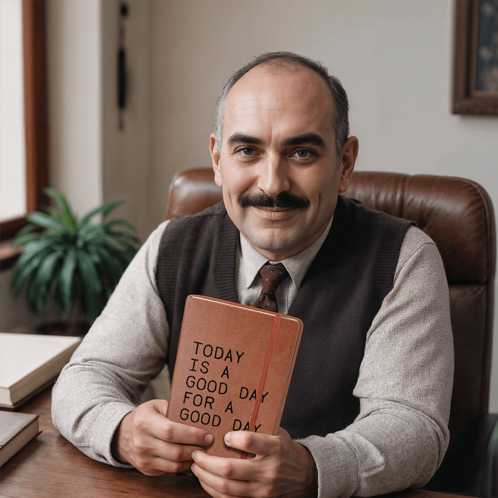 Keeping Your Thoughts - Strong Vegan Leather Journal - Today is a Good Day for a Good Day